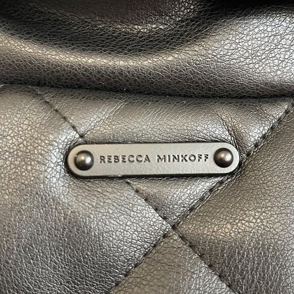 Rebecca Minkoff Women Bomber Jacket Medium Black Quilted Vegan Faux Leather Goth - Picture 10 of 15